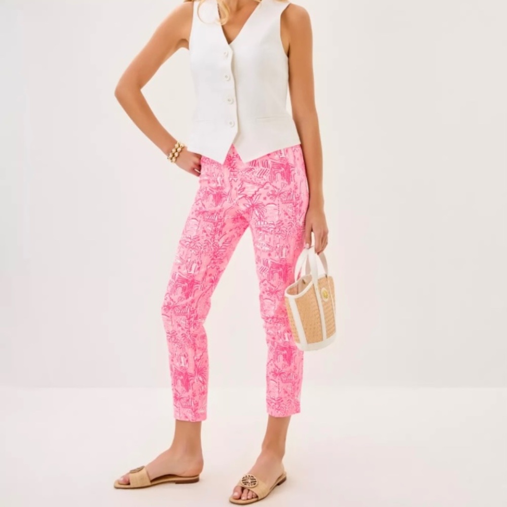 Lilly Pulitzer 27” Nancee High Rise Crop Pant Sz: 16 in Conch Shell Pink  - New
